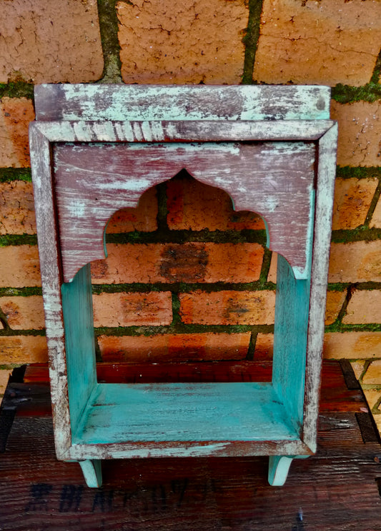 Stunning antique Indian single wall shelf with original paintwork and lovely patina