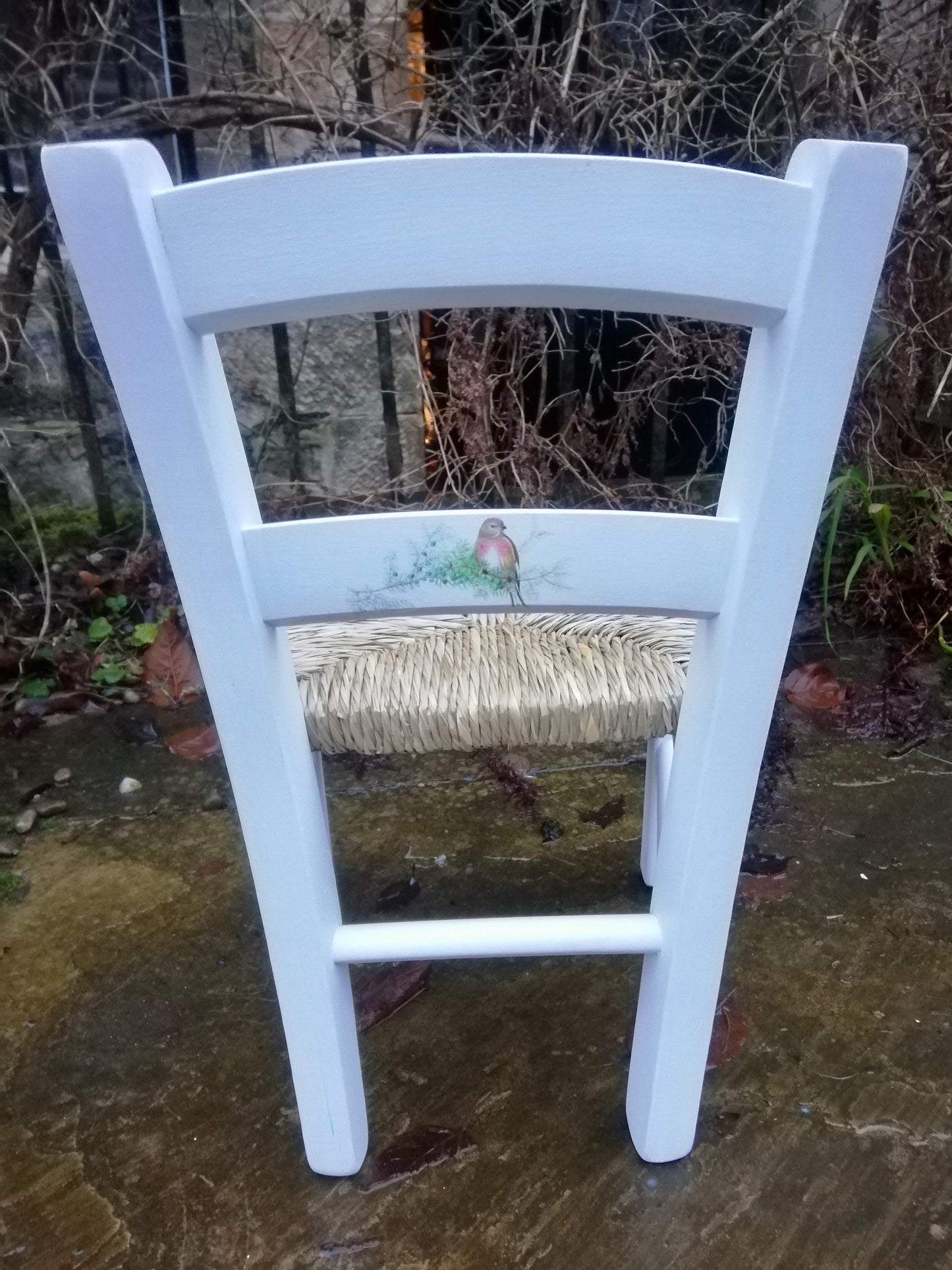 Rush seat personalised children's chair - birds on branches theme - made to order