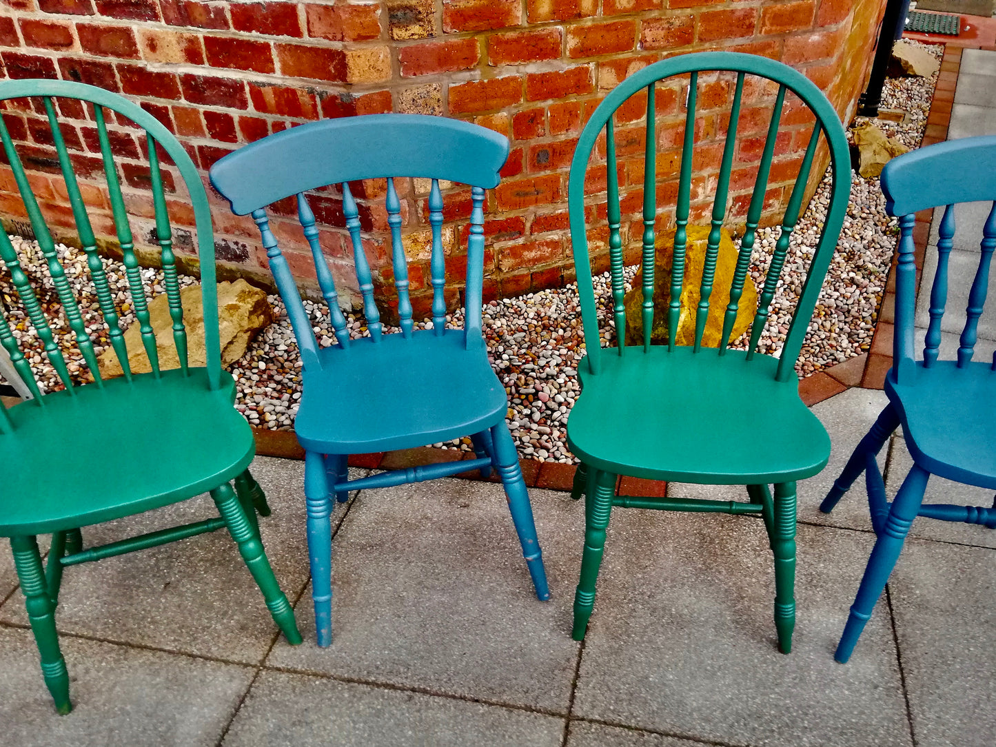 Handpainted Mismatch vintage dining chairs