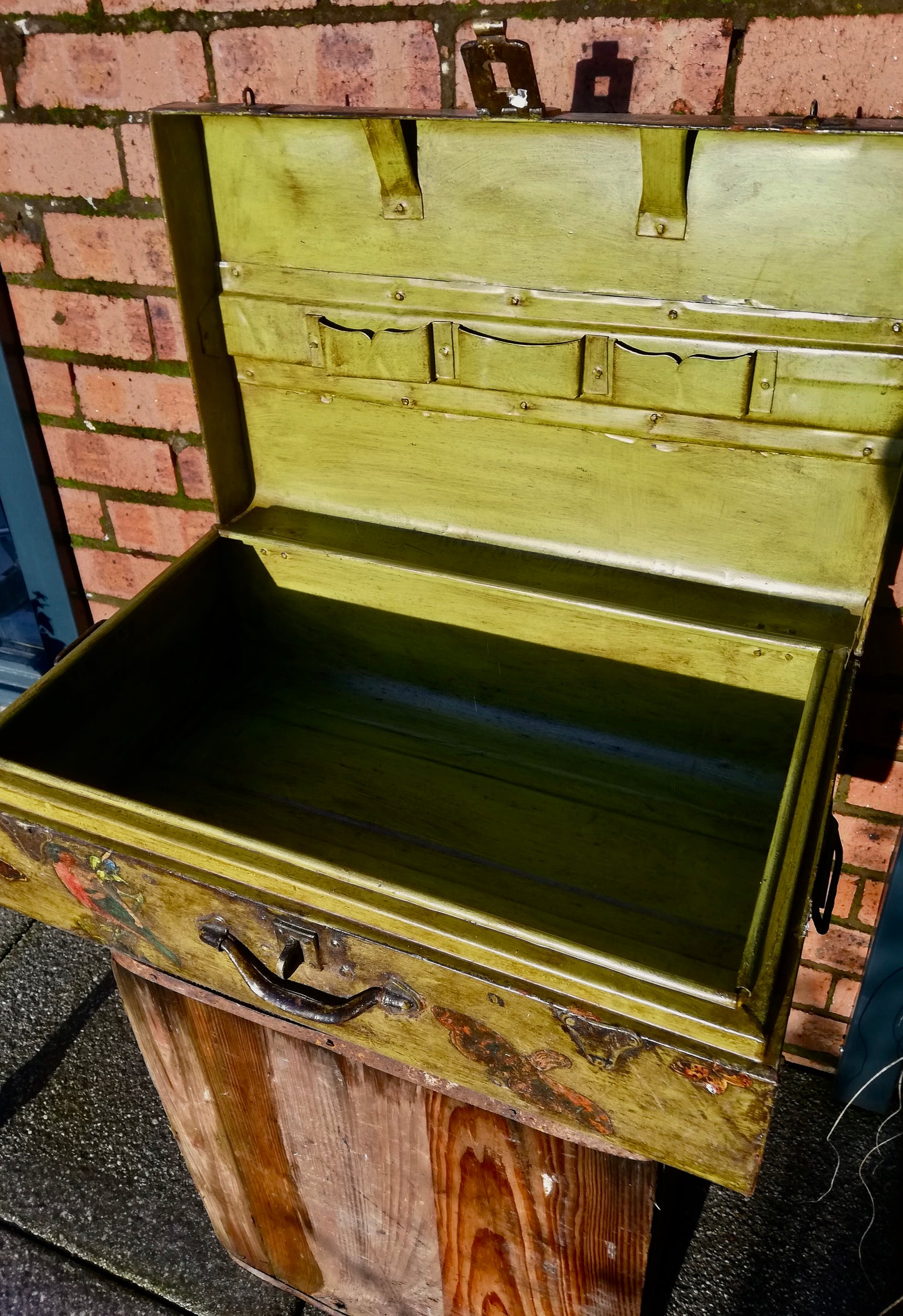 Vintage rustic metal storage case