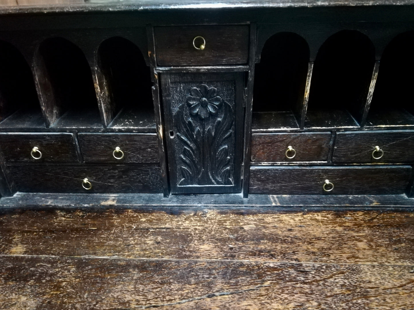 Jacobean Green Man antique Oak Writing desk