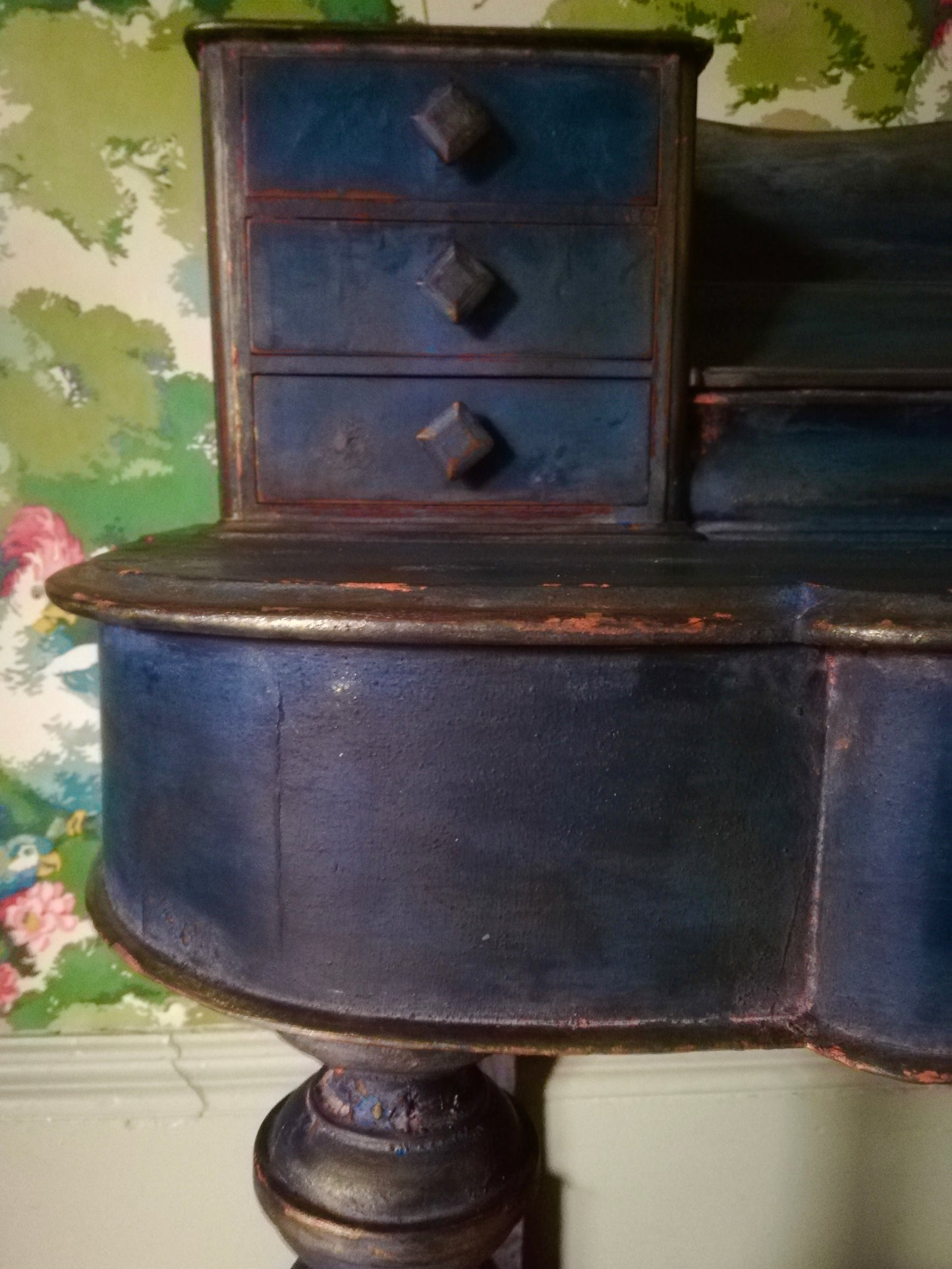 Vintage writing desk painted in layers of beautiful Patina