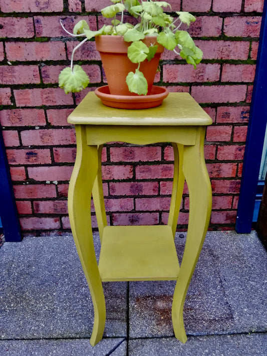 Reserved - Vintage Wooden Plant Stand painted in Lime Green