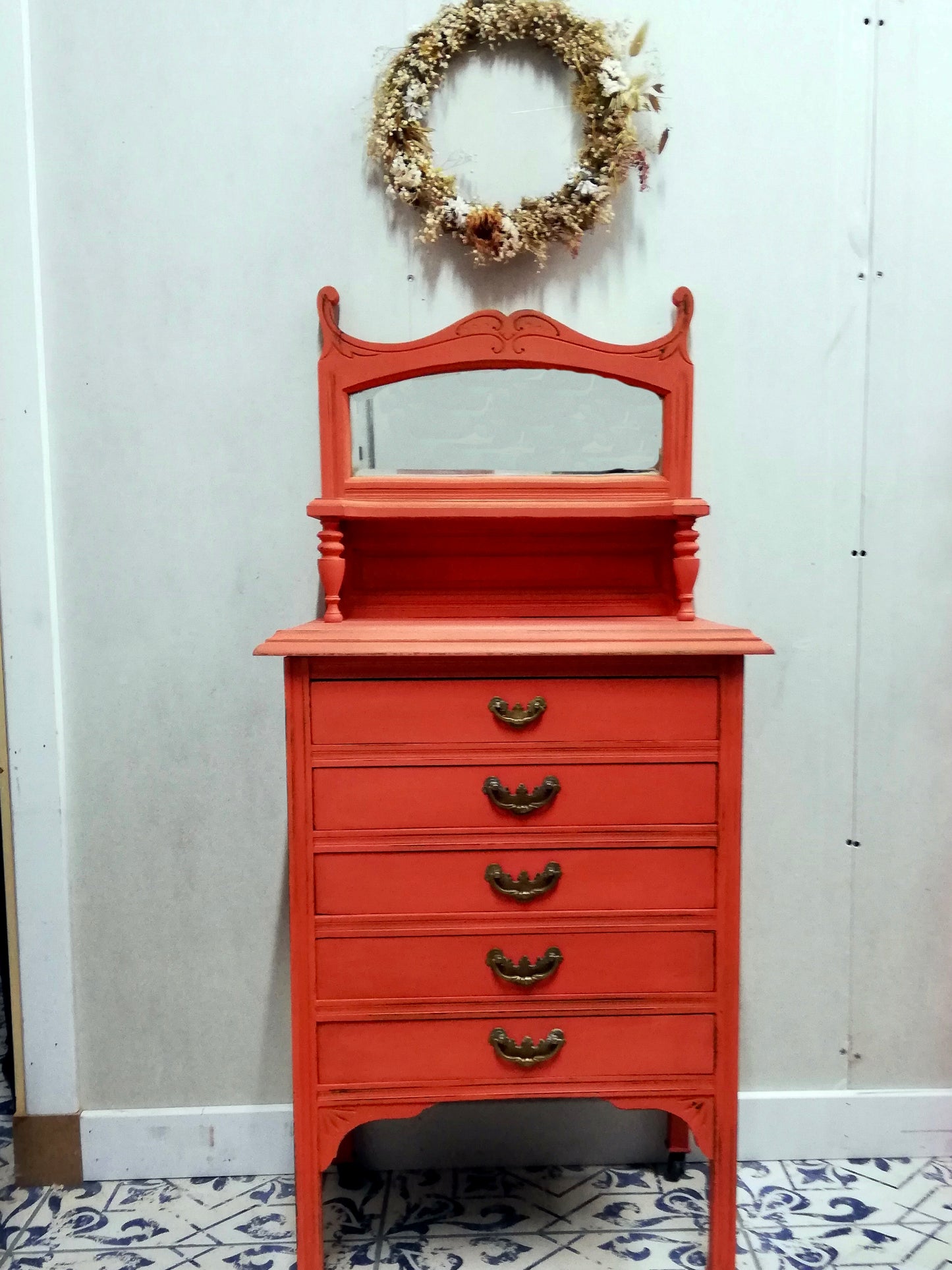 Vintage mini dressing table painted in milk paint by fusion