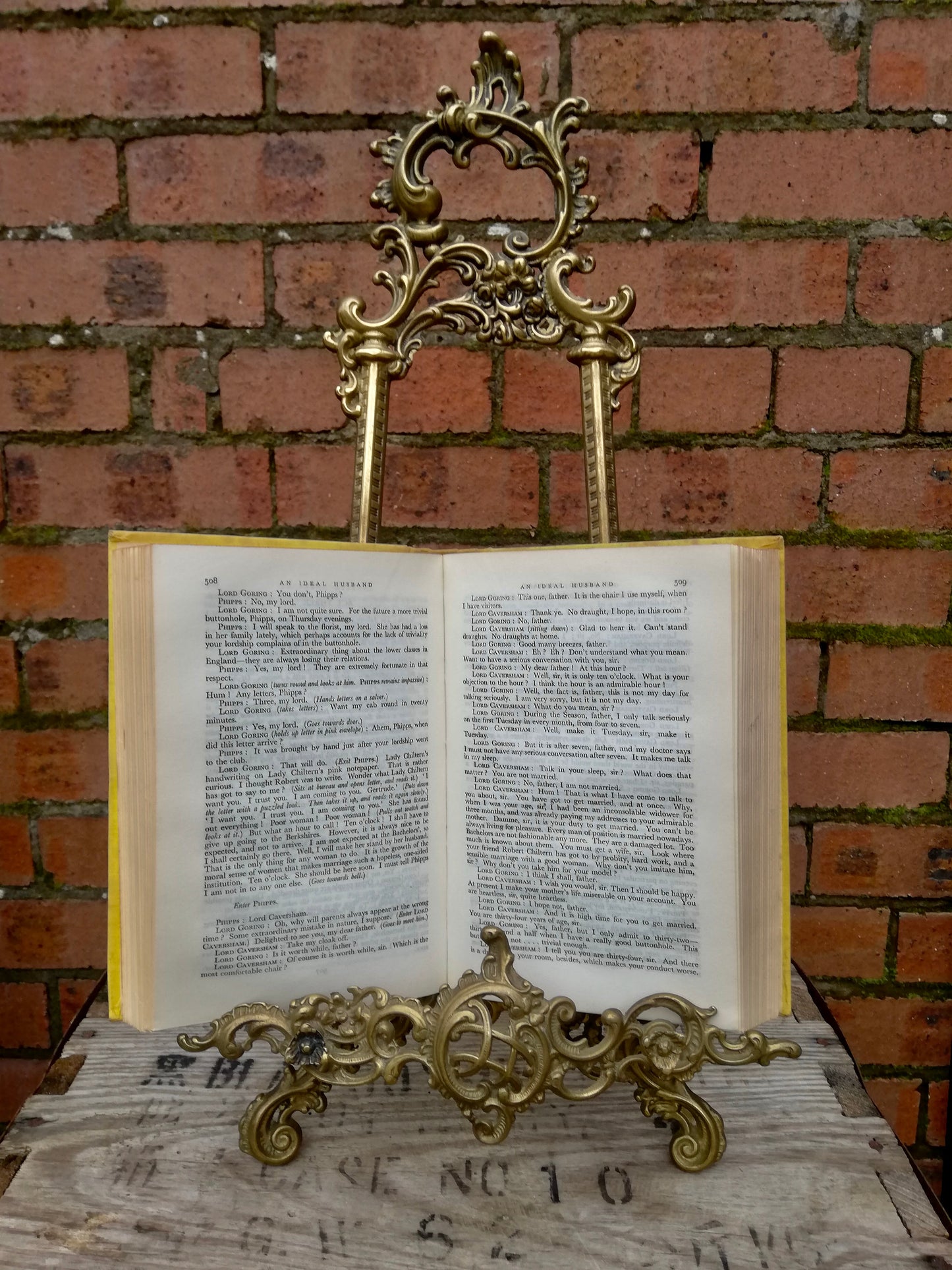 Large solid brass antique book stand