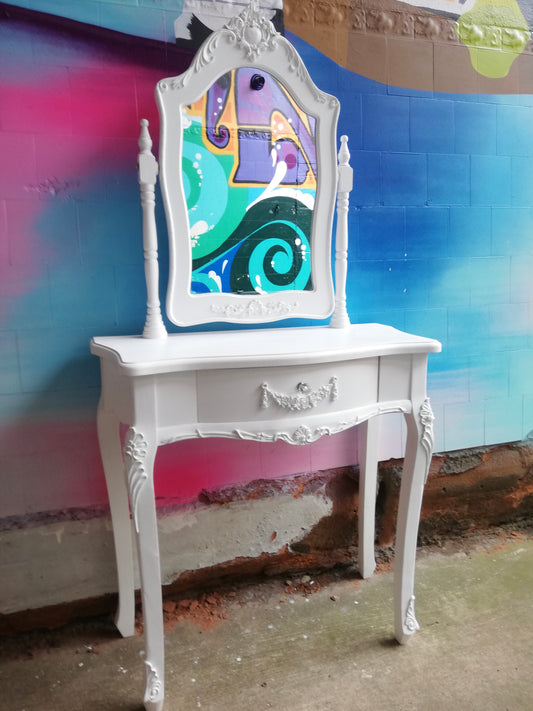 Custom order for gary repainted dressing table and stool