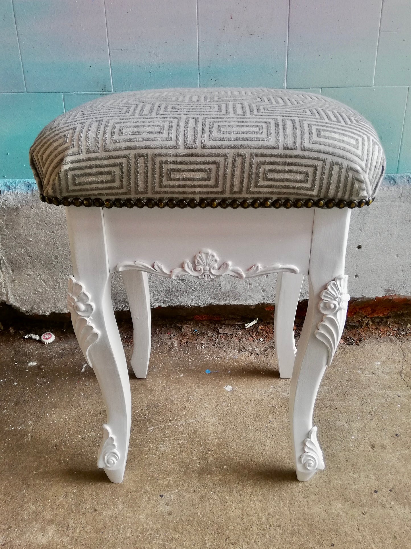 Custom order for gary repainted dressing table and stool