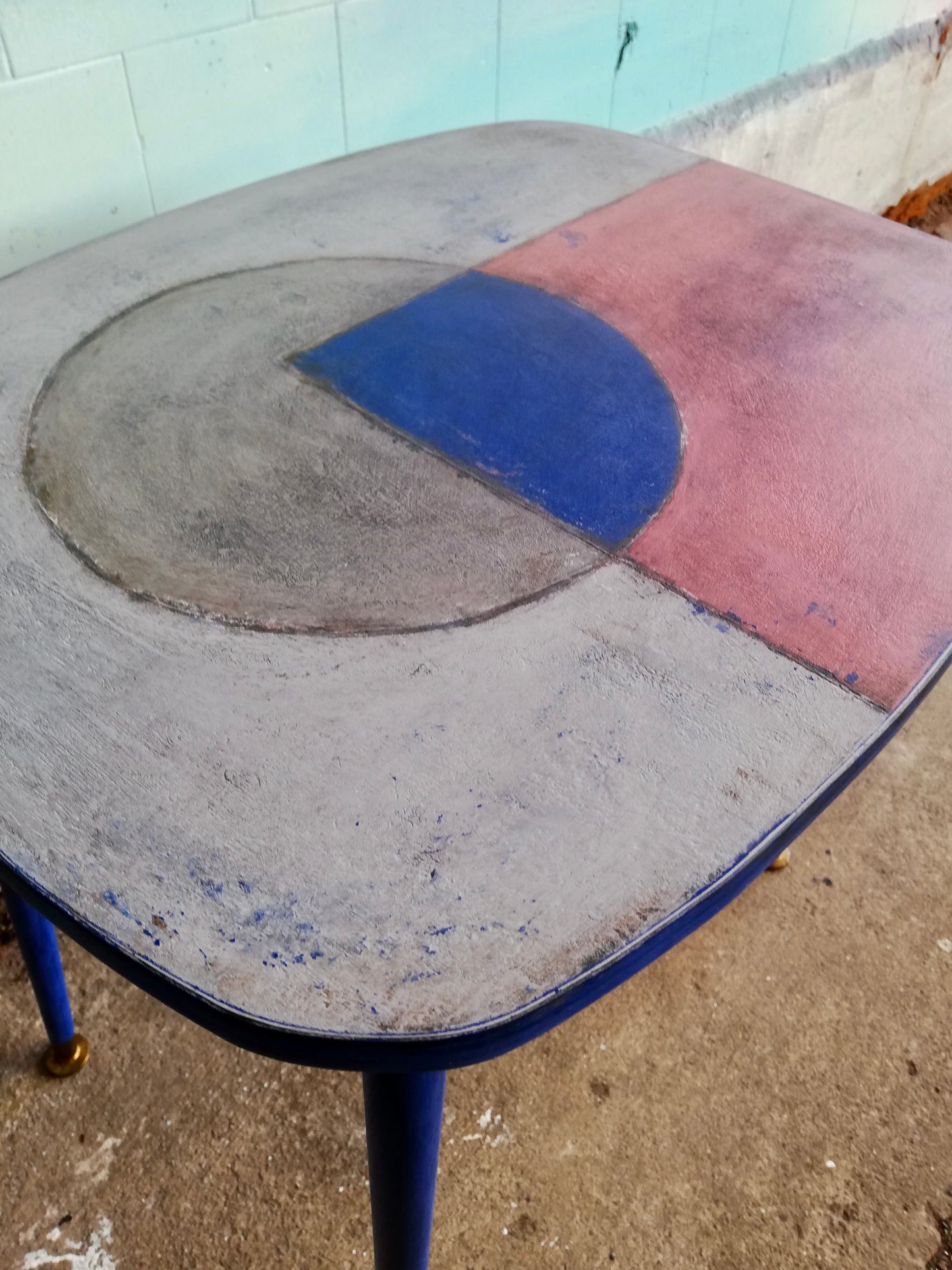 Vintage atomic mid century side table painted in a modernist style