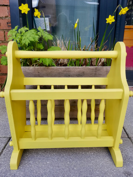 Vintage magazine rack painted in Little Star yellow