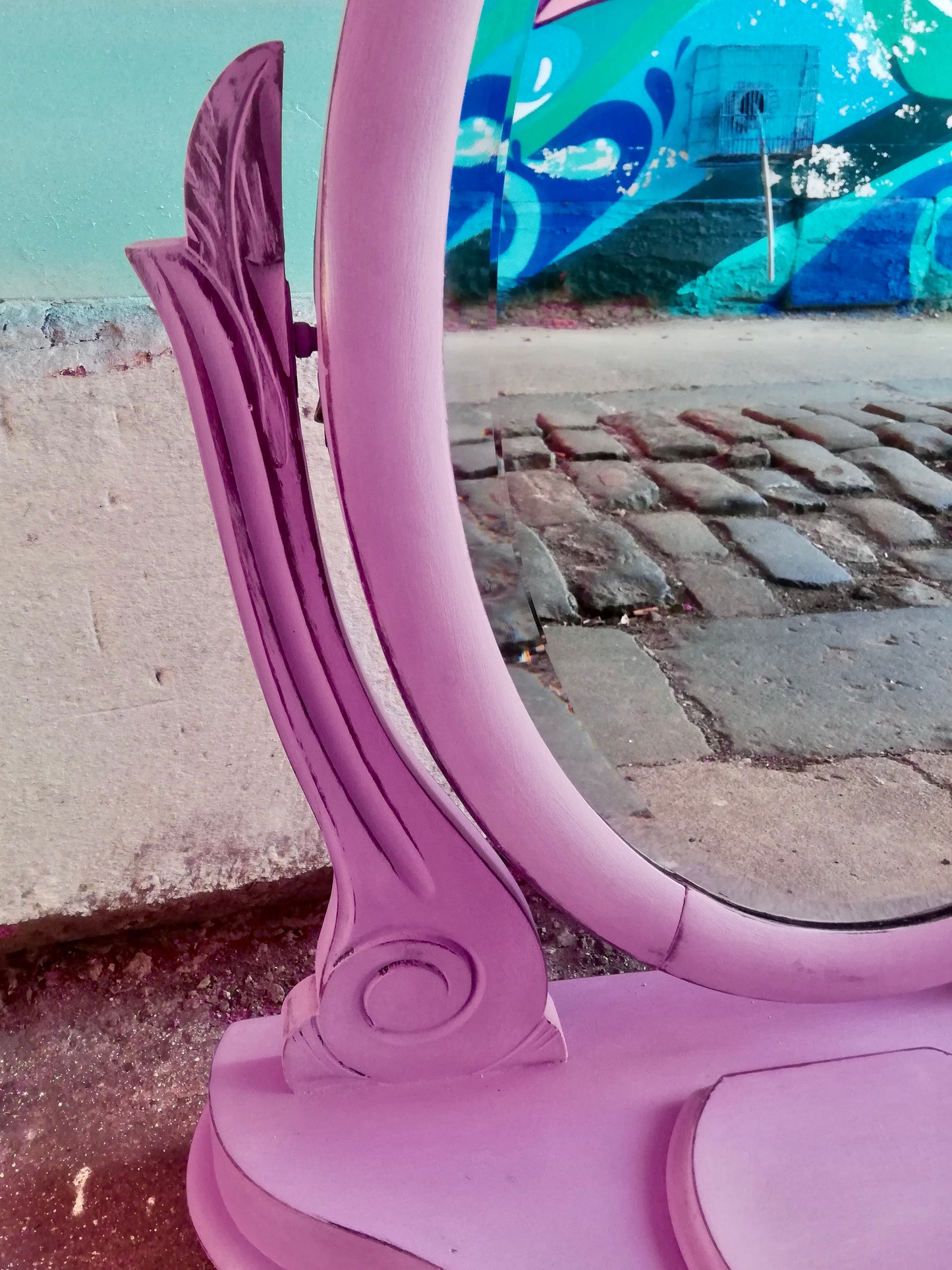 Pink Painted dressing table mirror