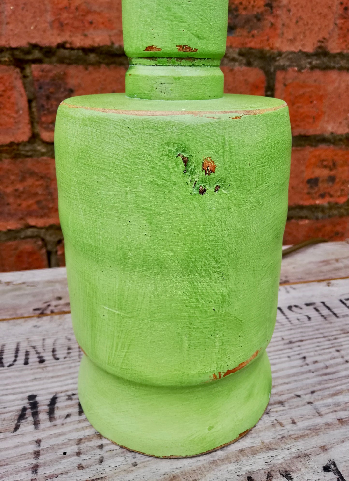 Lovely vintage wooden lamp base painted a bright spring green
