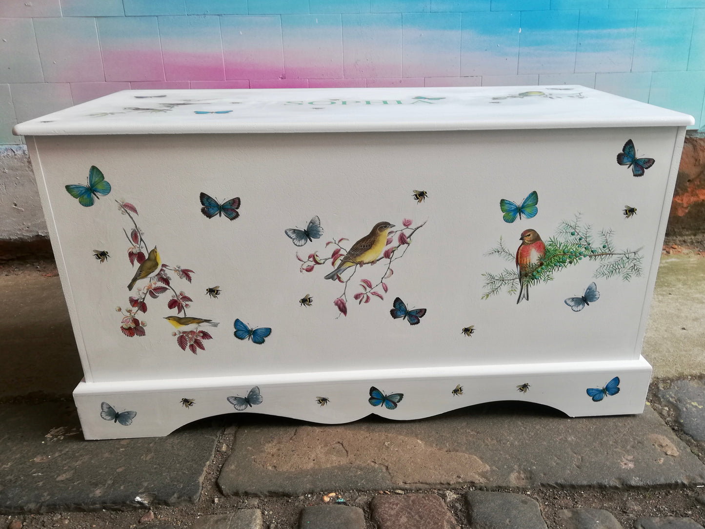 Commission for Lynne painted and personalised children's toy box