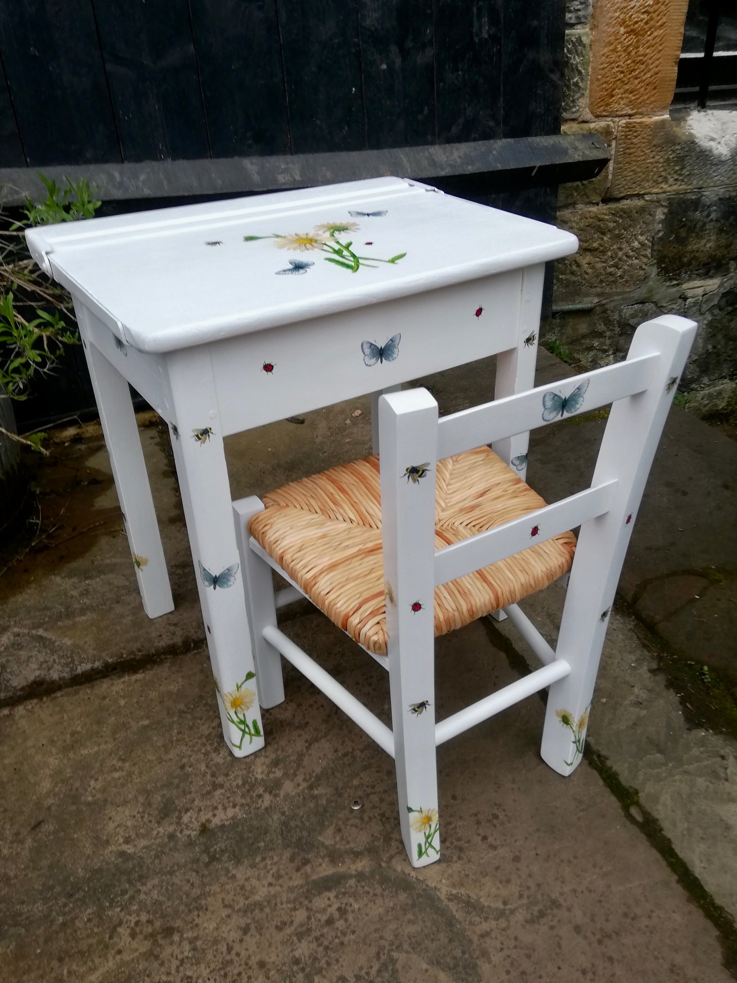 Personalised children's rush seat chair and desk