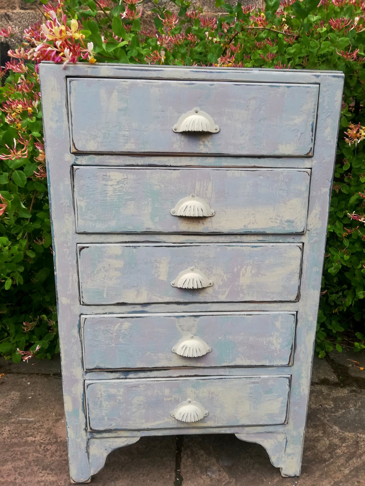 Vintage tall painted chest of drawers