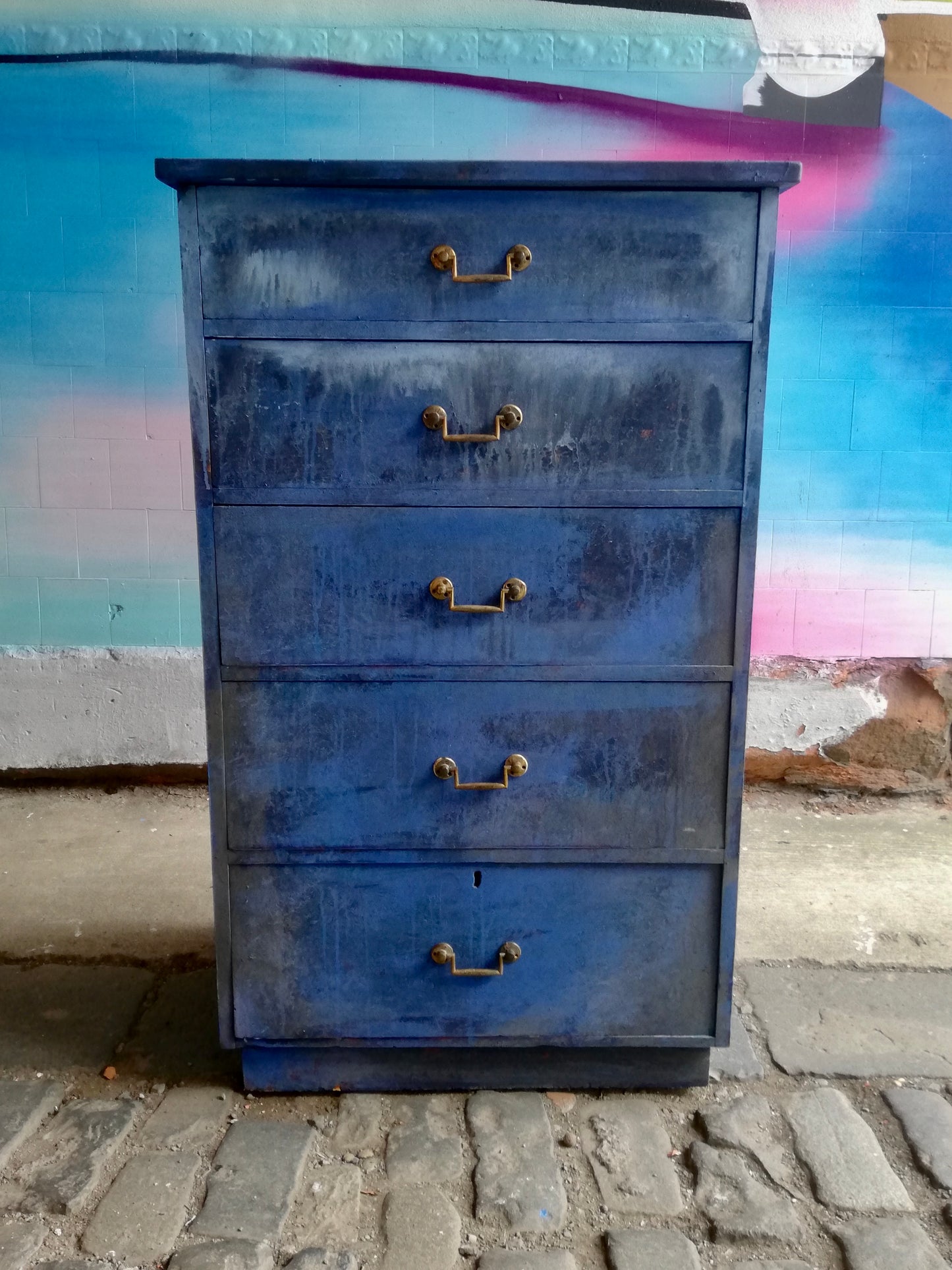 Painted to order - Vintage Chest of Drawers hand painted in a drippy layered look