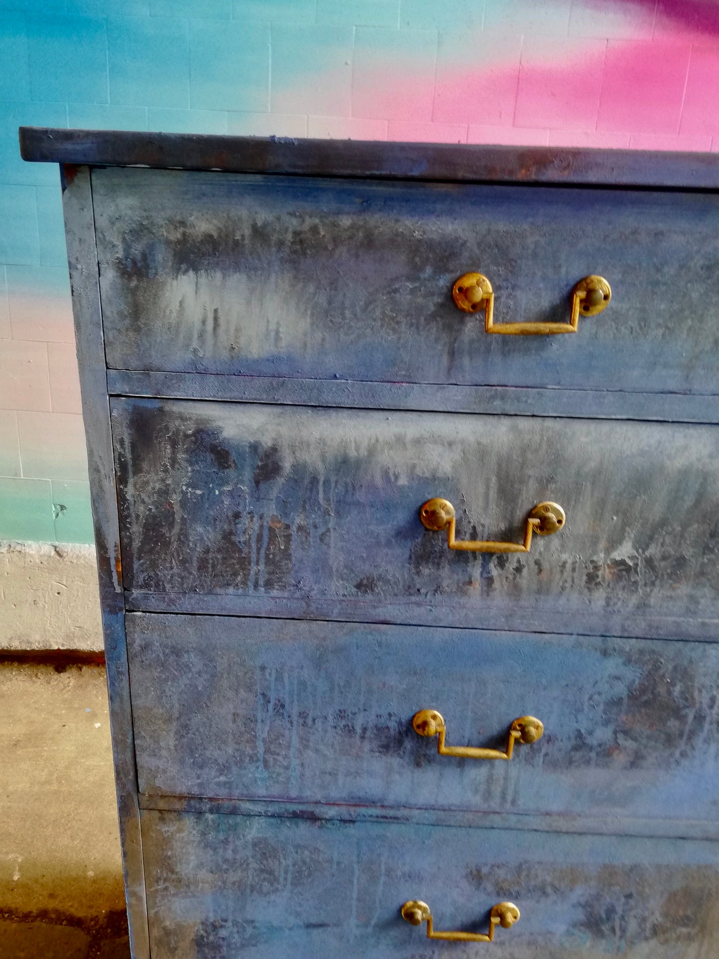 Painted to order - Vintage Chest of Drawers hand painted in a drippy layered look