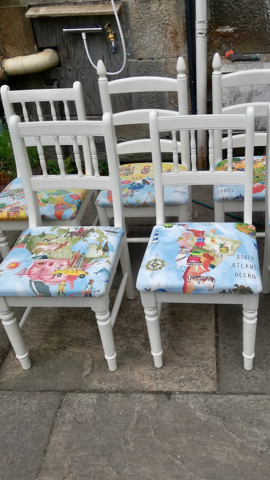 Set of 5 vintage dining chairs available for reupholstery and painting your choice of colour