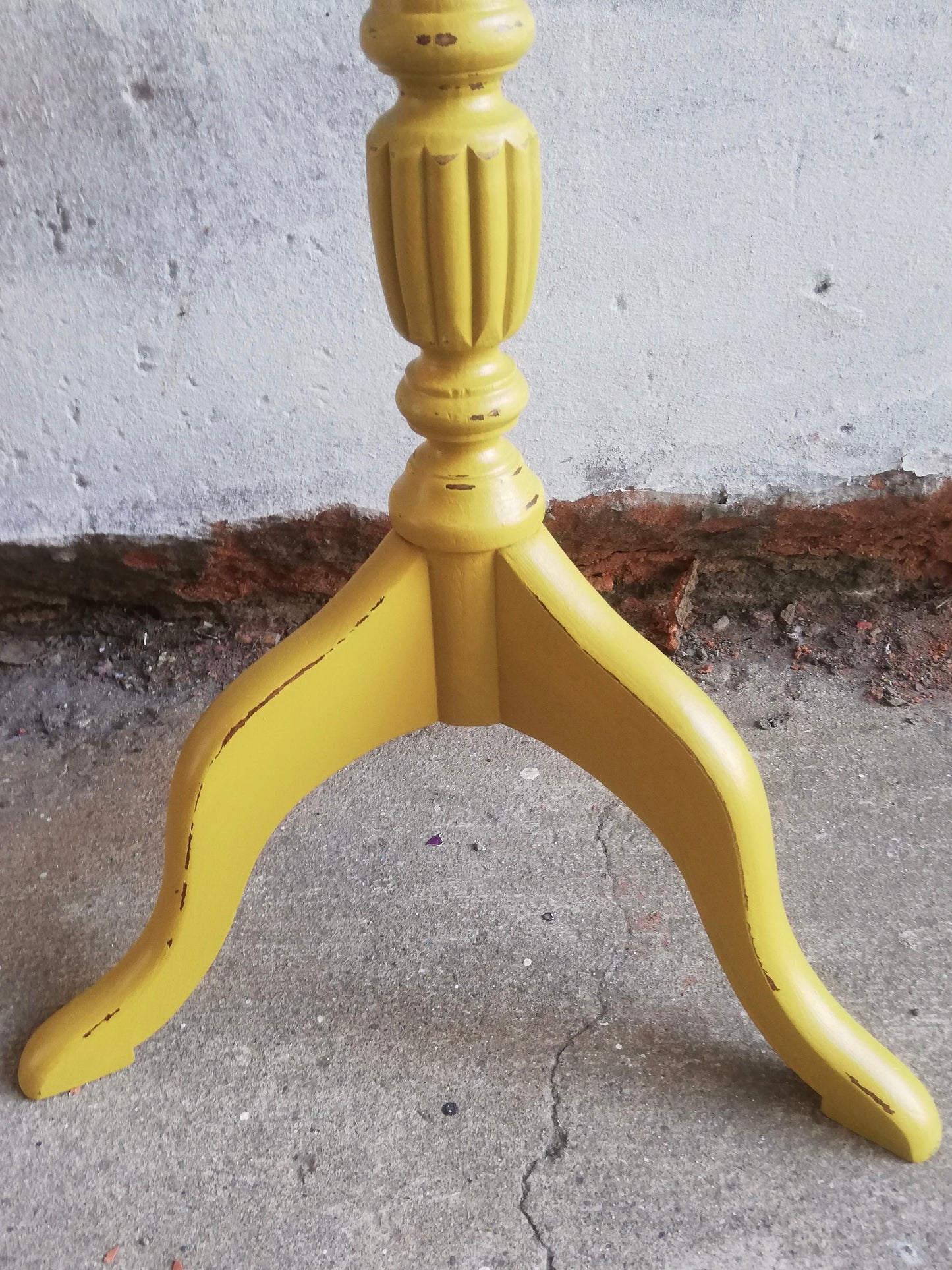 Vintage Wooden Plant Stand  / side table painted in mustard