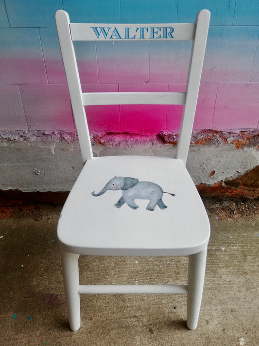 Commission for Vinnie - personalised children's  chair with cute elephant