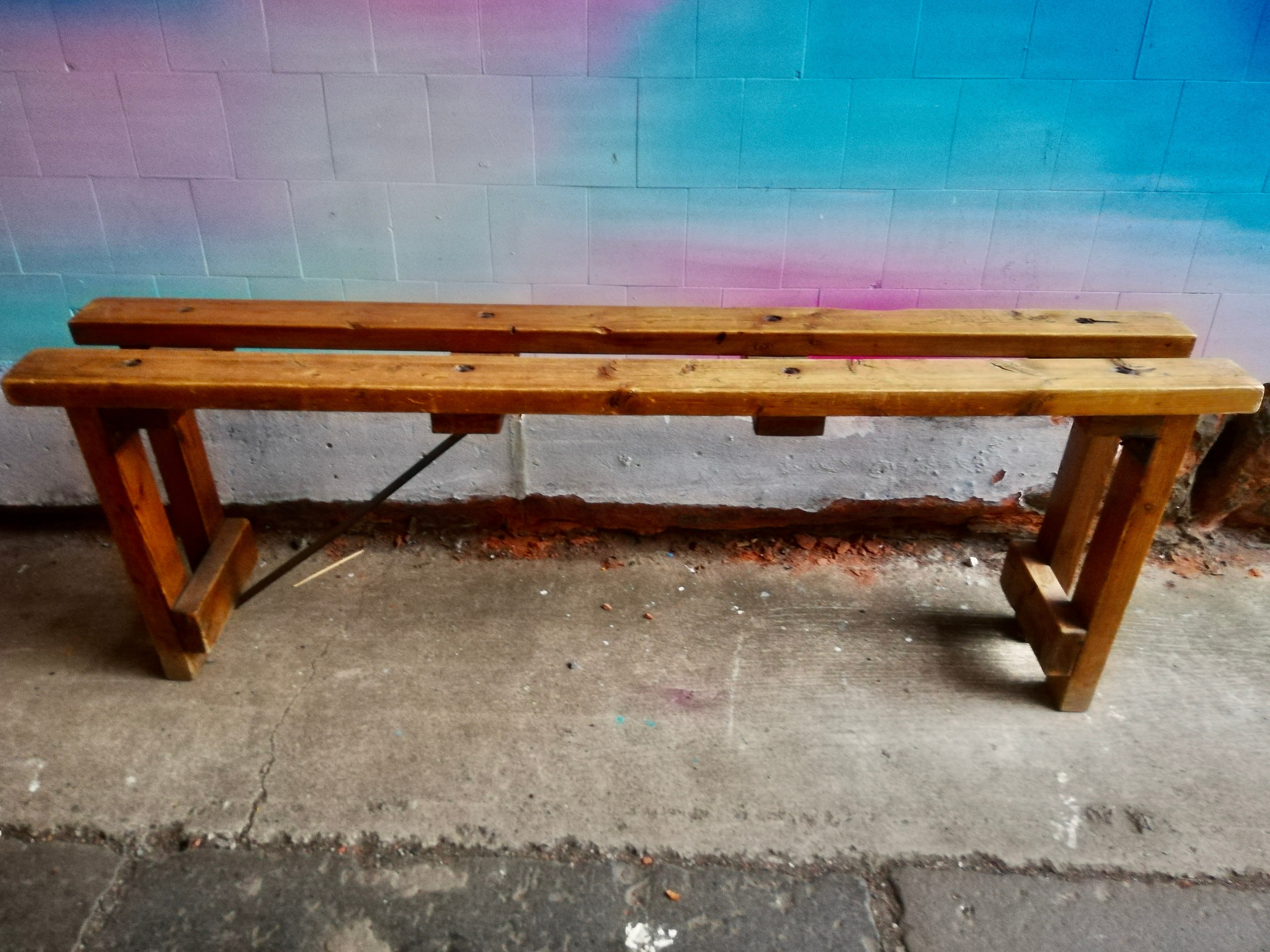 Vintage wood deals bench