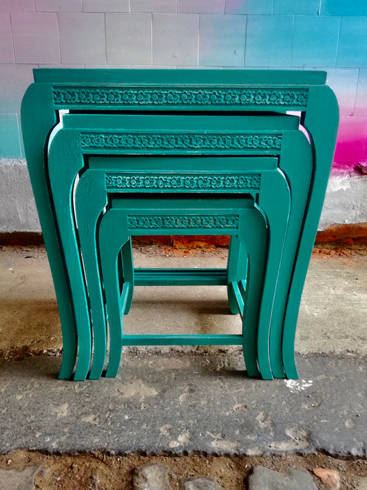 Vintage carved nest of tables
