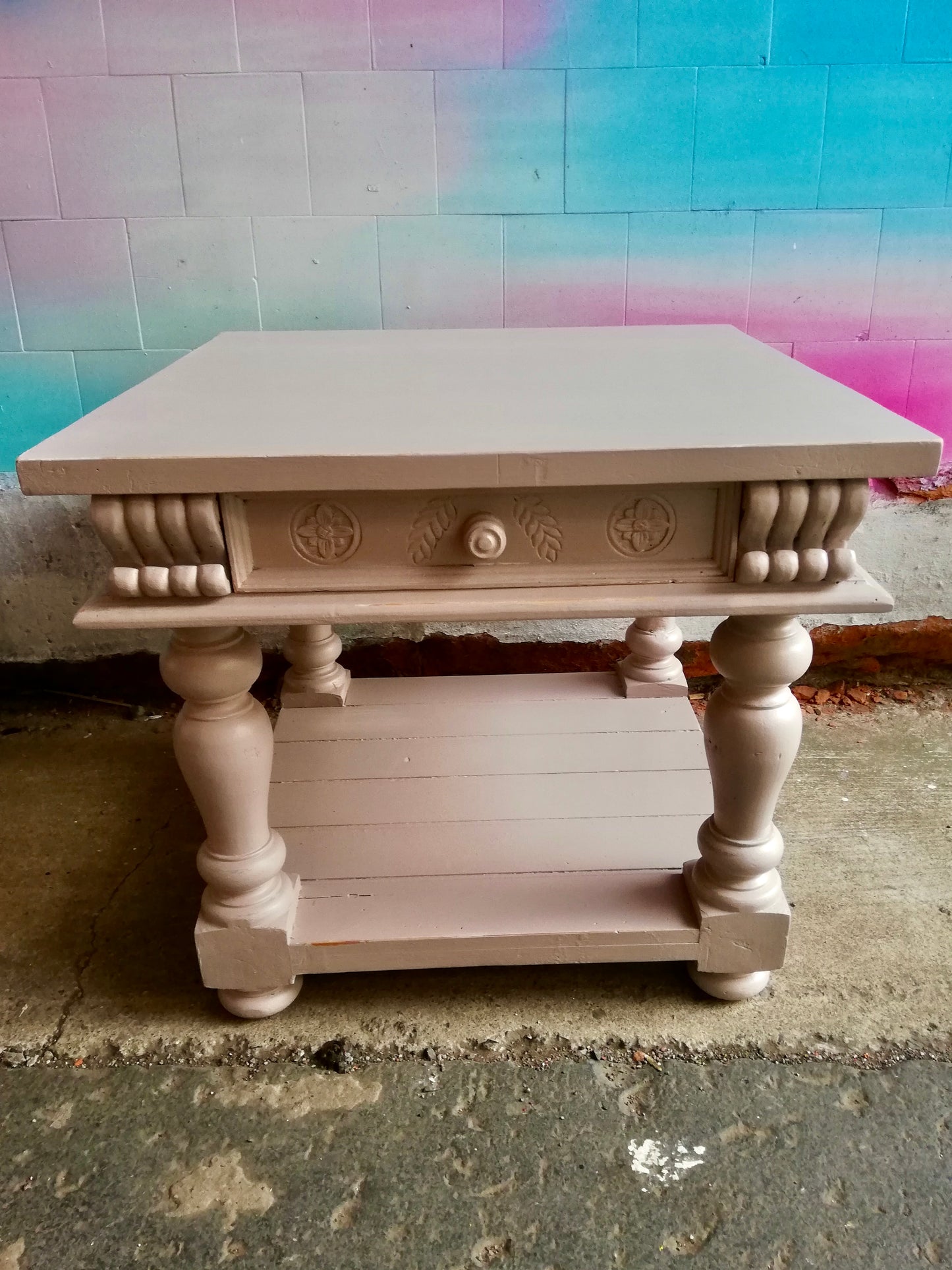 Reserved for Fouzia Vintage hand painted ornate carved coffee table
