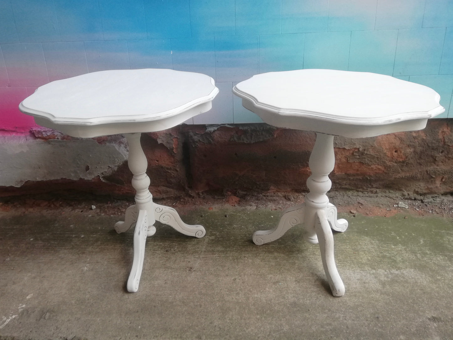 Reserved for Laura  - Pair of side tables painted in Annie Sloan with Antique waxed finish