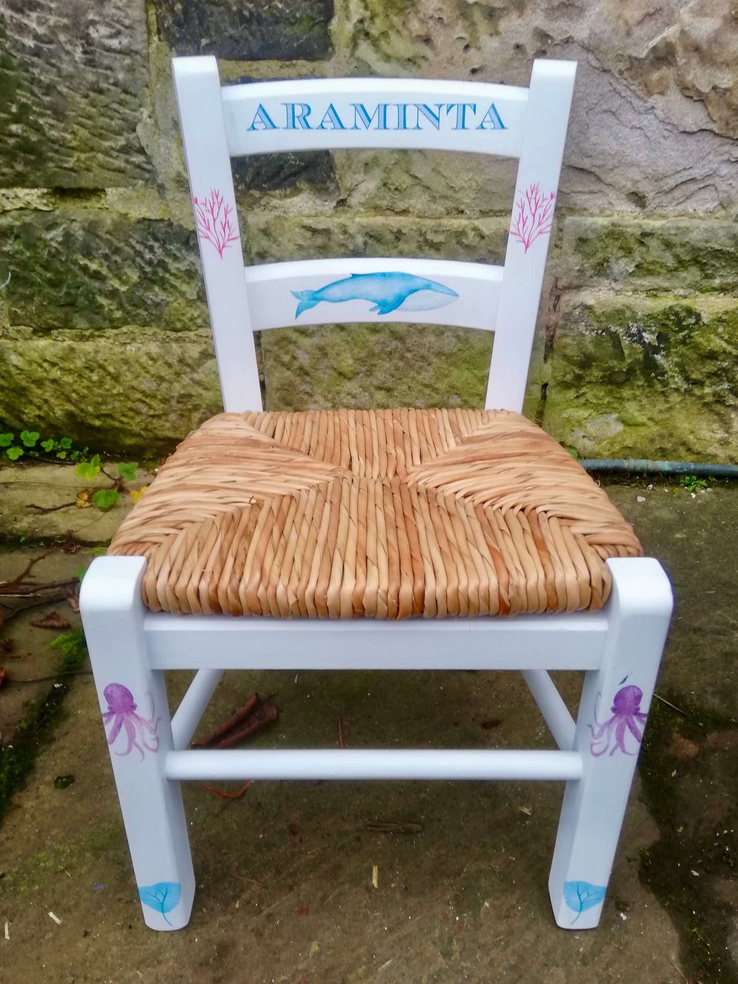 Commission for Alexandra. Personalised children’s chair with deep sea theme