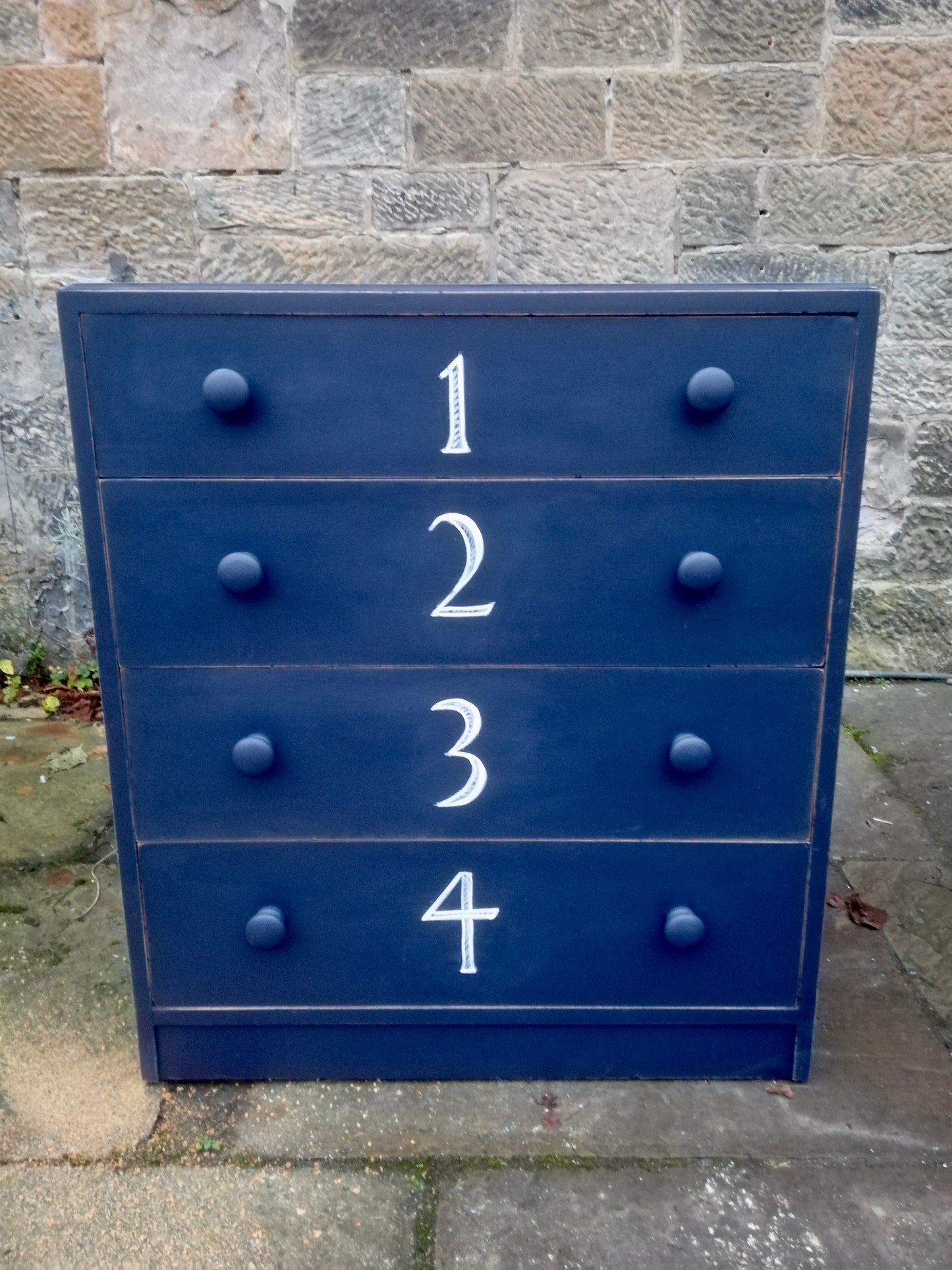 Vintage chest of drawers painted in navy