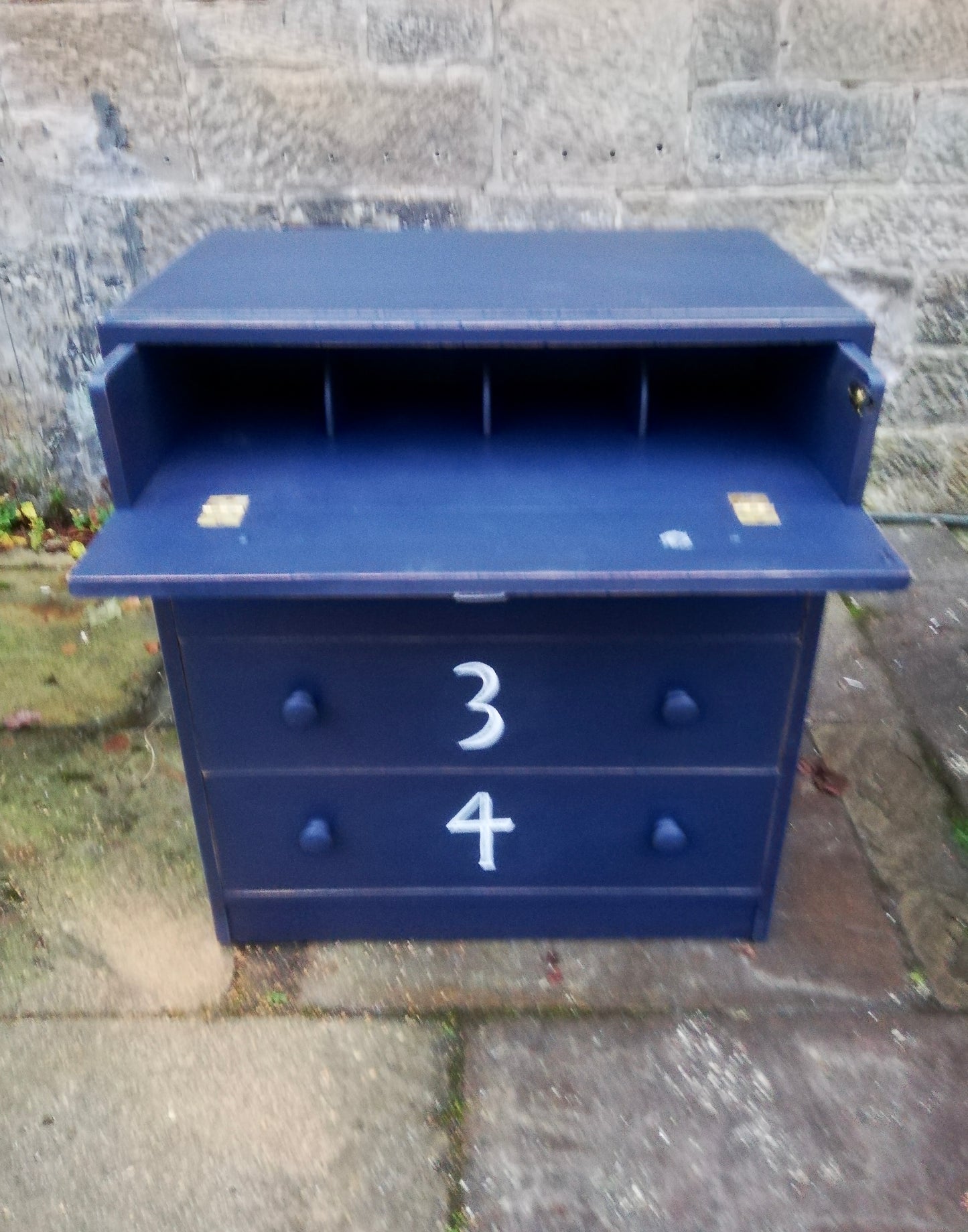 Vintage chest of drawers painted in navy