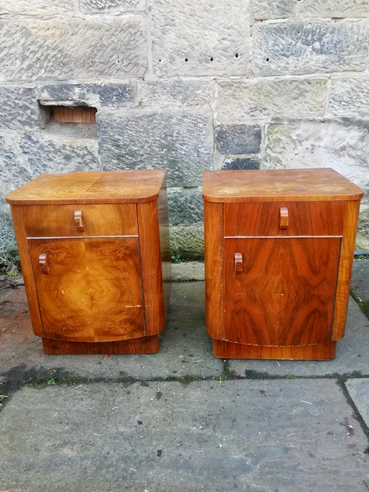 Pair of Art Deco Mid Century bedside cabinets