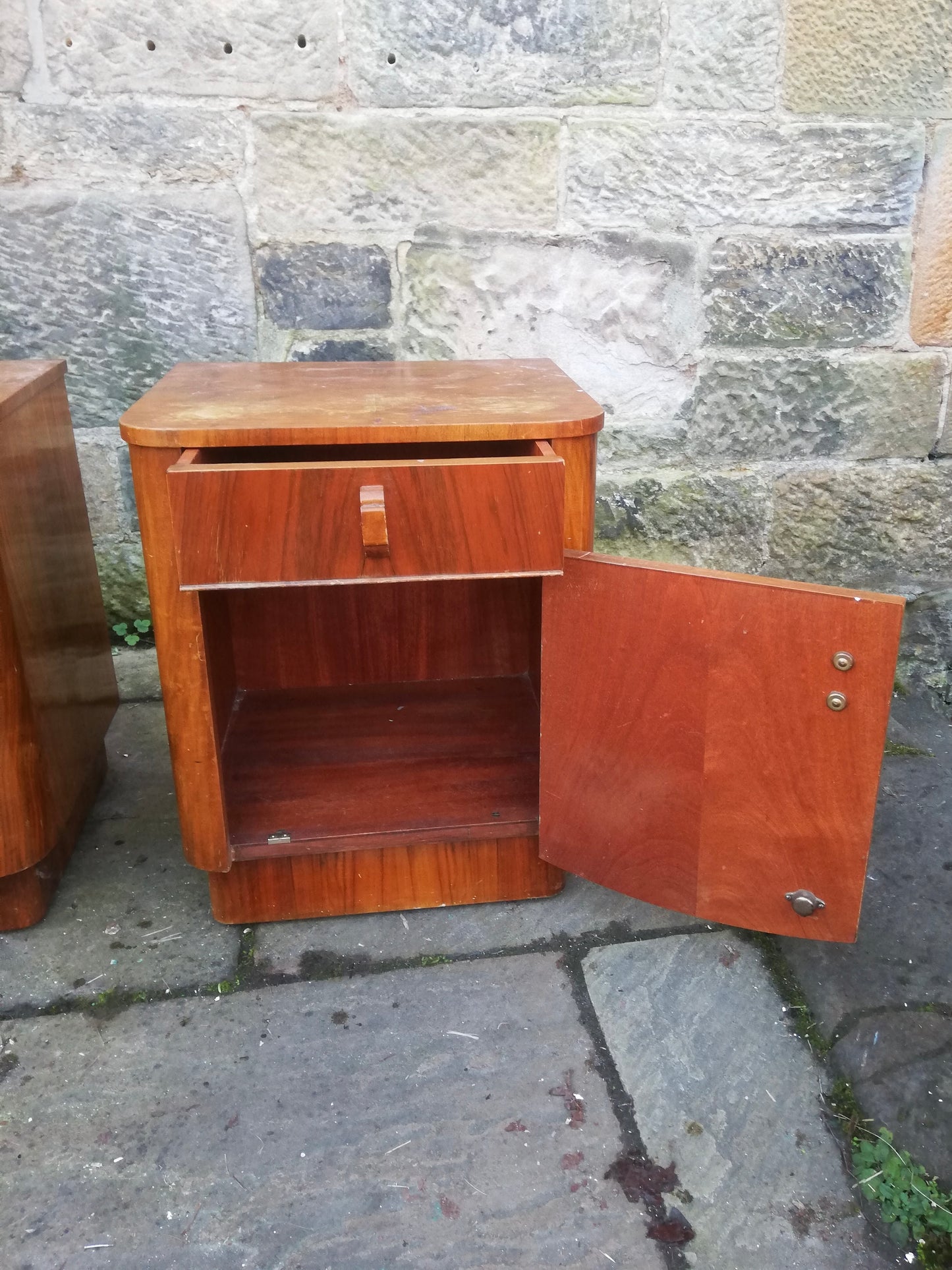Pair of Art Deco Mid Century bedside cabinets