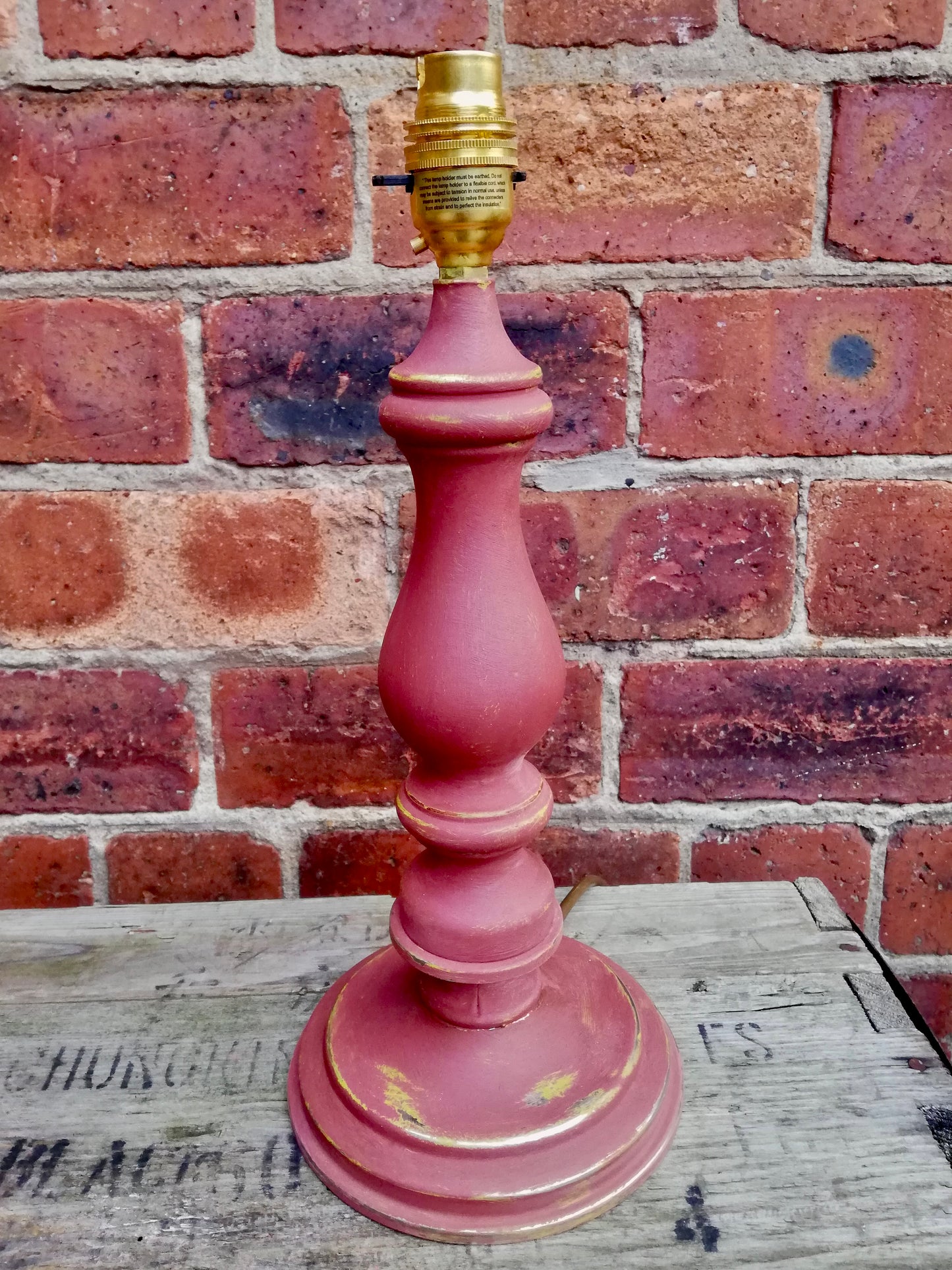 Vintage wooden lamp base painted in Firle and Primer Red