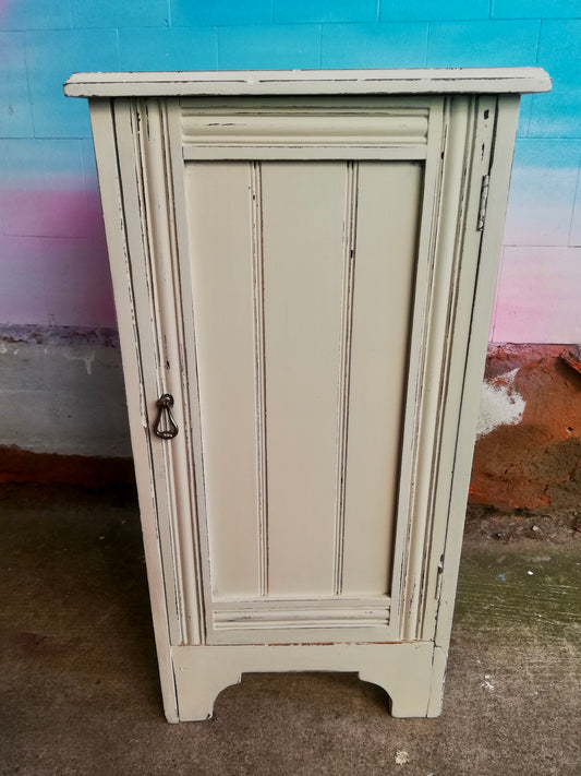 Commission for Kirsty Vintage pot cupboard / bedside cabinet painted in toasted coconut