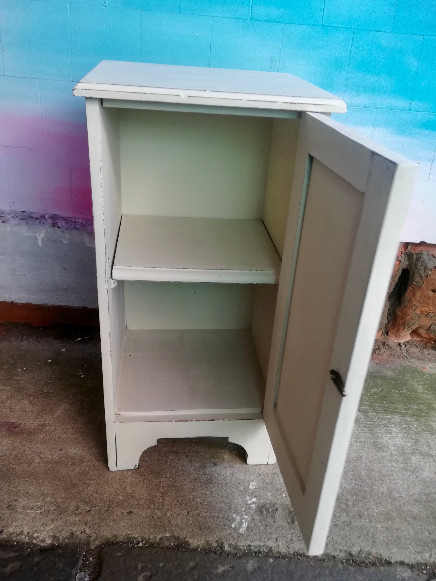 Commission for Kirsty Vintage pot cupboard / bedside cabinet painted in toasted coconut
