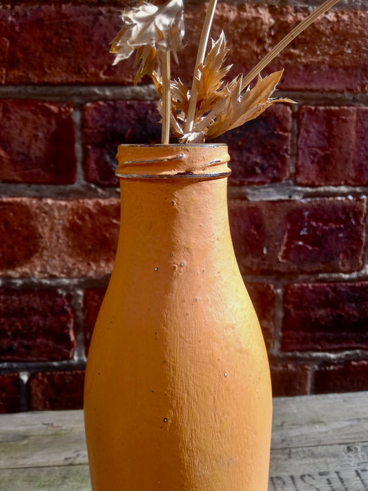 Bottle bud vase painted in Annie Sloan Barcelona Orange