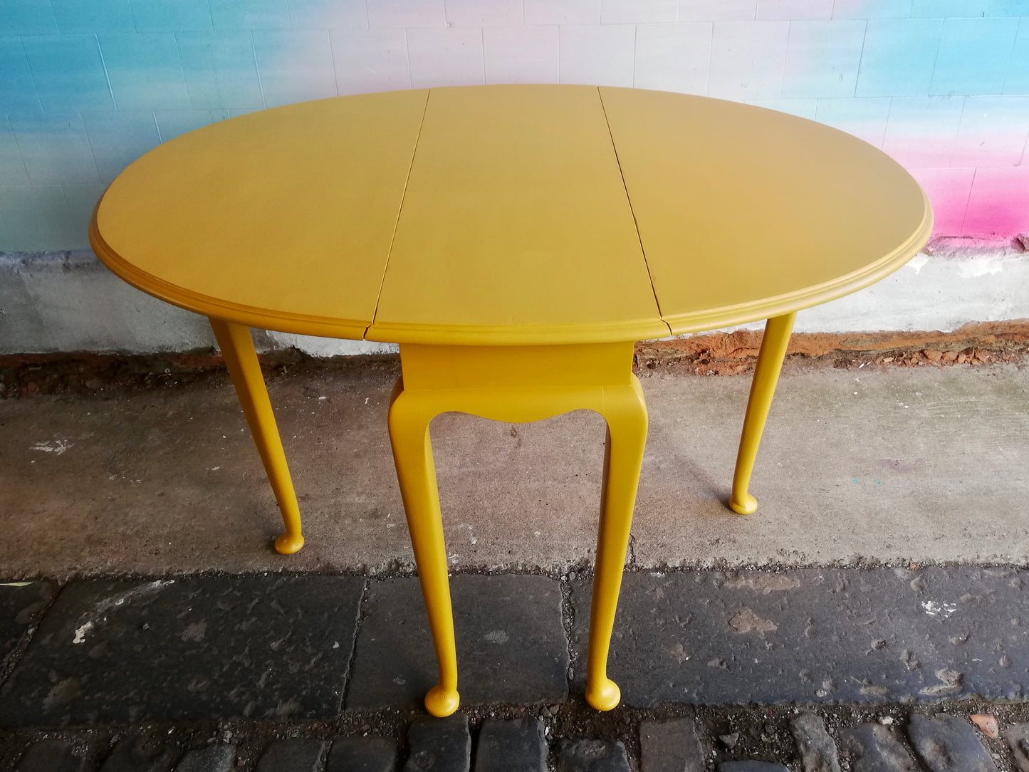 Vintage drop-leaf table in Mustard