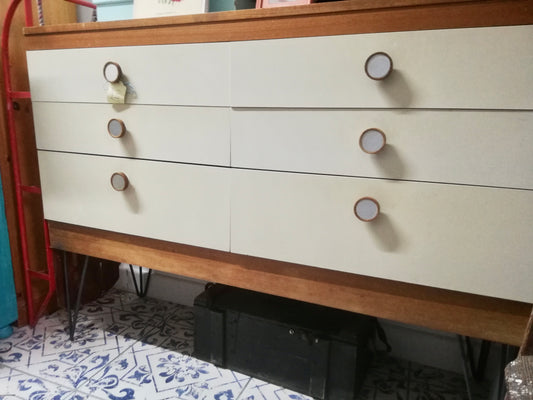 Vintage chest of drawers available for  painting - I have added hairpin legs to this - price includes painting