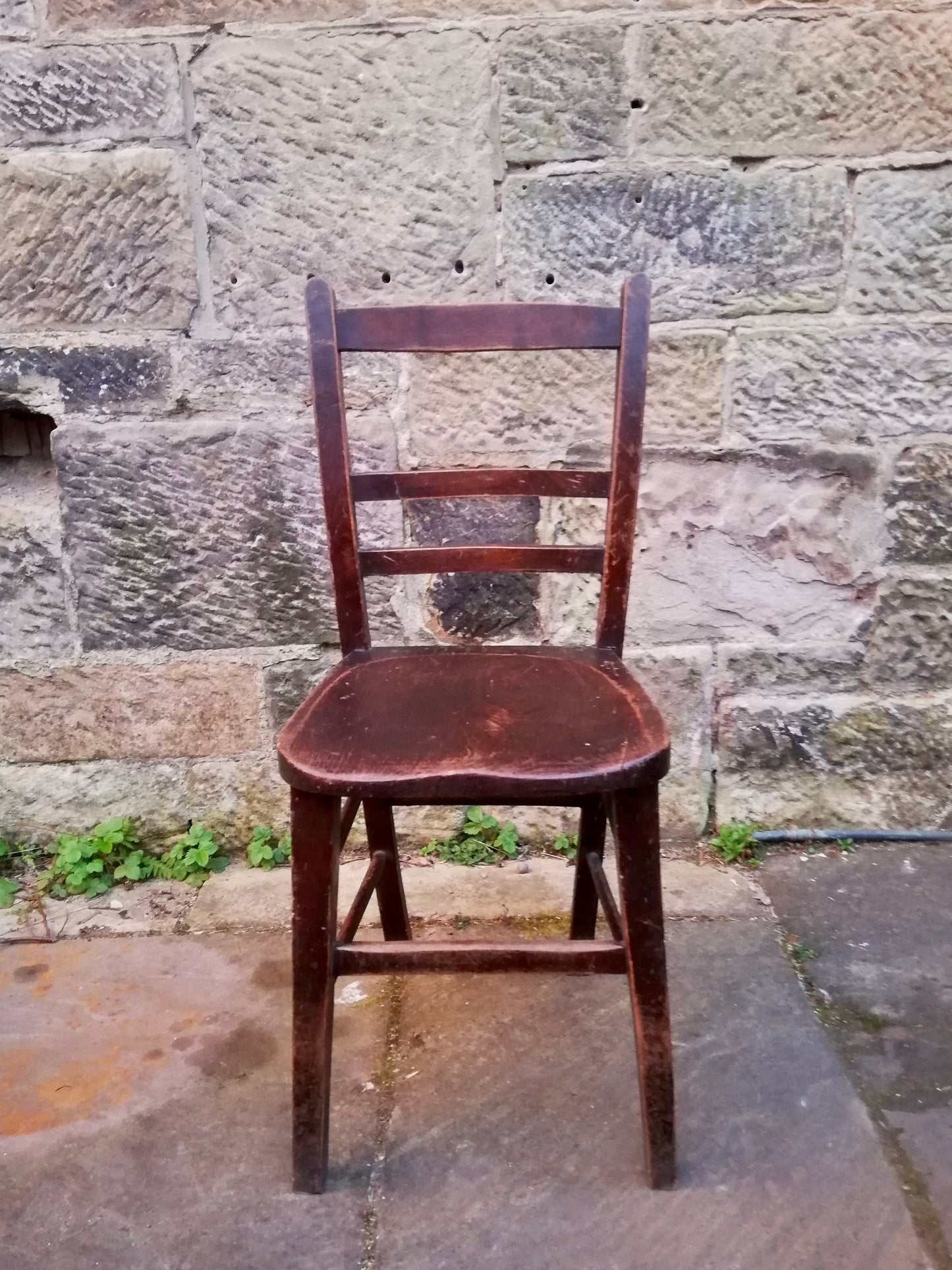Larger size vintage wooden school chairs