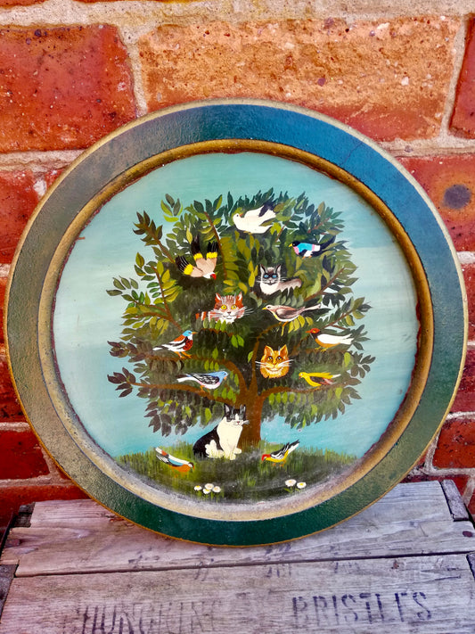 Vintage round framed painting