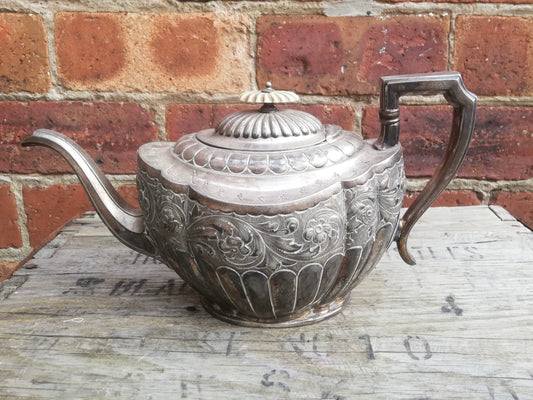 Silver plated Teapot with bone knob and Creamer John Round & Son Ltd C1880