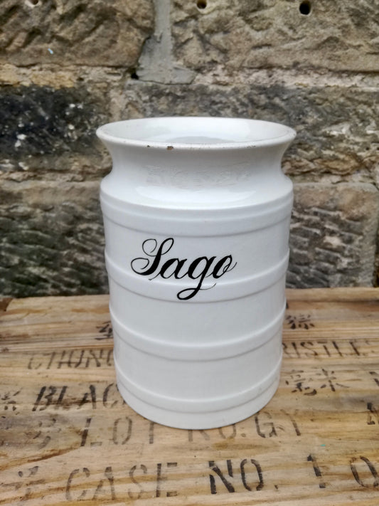 Vintage ceramic lidded herb Pot - Sage