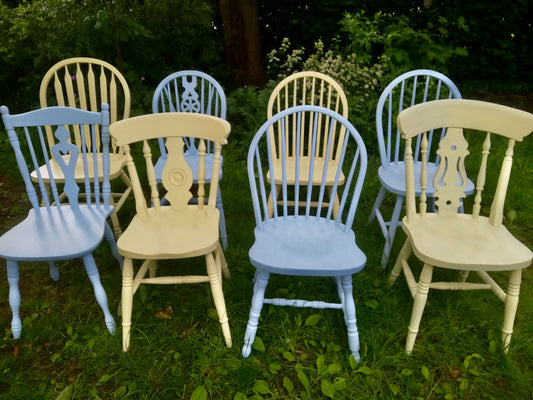 Commission for Anne 8 x mismatched dining chairs