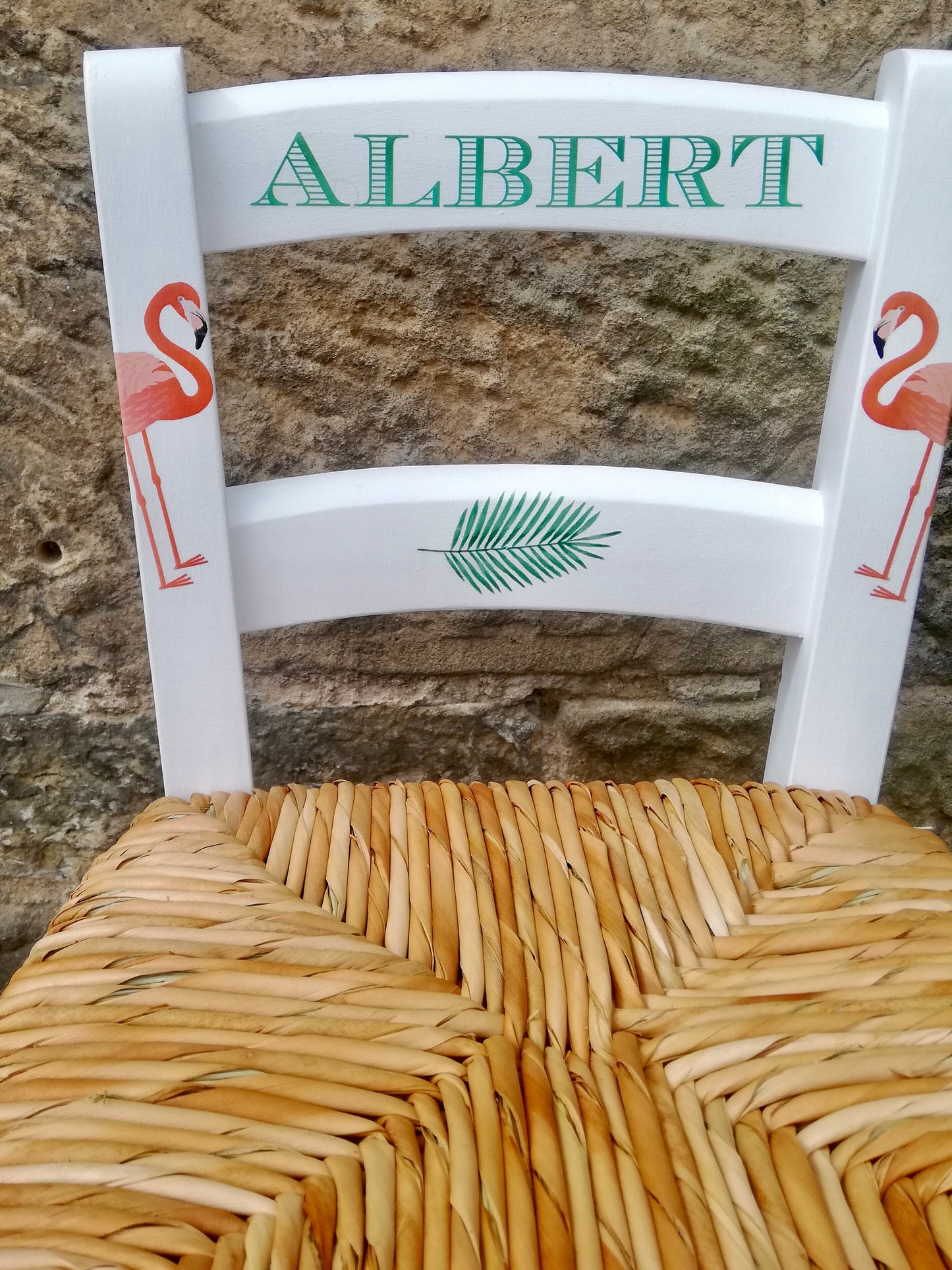 Commission personalised rush seat children's chair with jungle theme