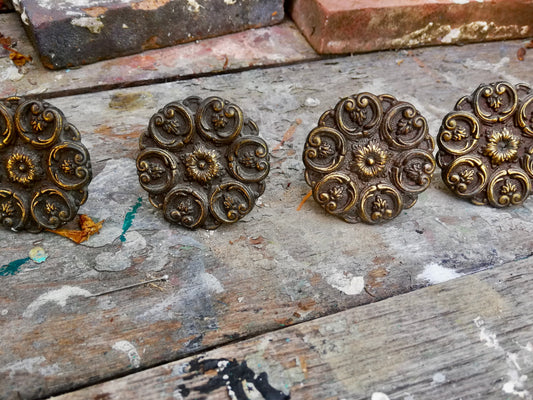 Brass Vintage ornate 1940's furniture handle