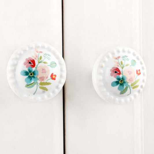 Multicolor White Flower furniture Knob