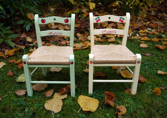 Custom Listing for Emily personalised children's rush seat chairs x 3