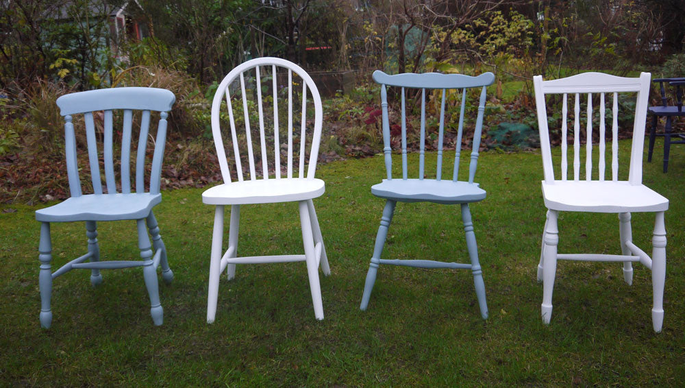 Custom Listing for Sophie set of 5 mismatched vintage  dining chairs in Fusion Mineral Paint