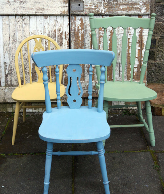 Custom listing for Alena 3 hand painted mismatched vintage dining chairs