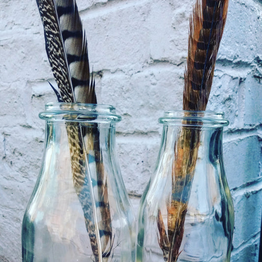 Pair of large vintage milk bottle bud vases